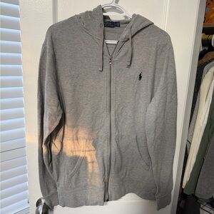 Polo by Ralph Lauren Light Gray Zip-Up Hoodie Sweater